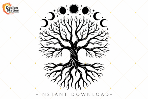 Download Mystical Celestial Tree Moon Phase PNG - Moon phase Collection