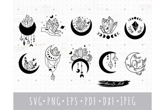 Download Crystal Mystical Moon SVG Bundle - Premium Resources