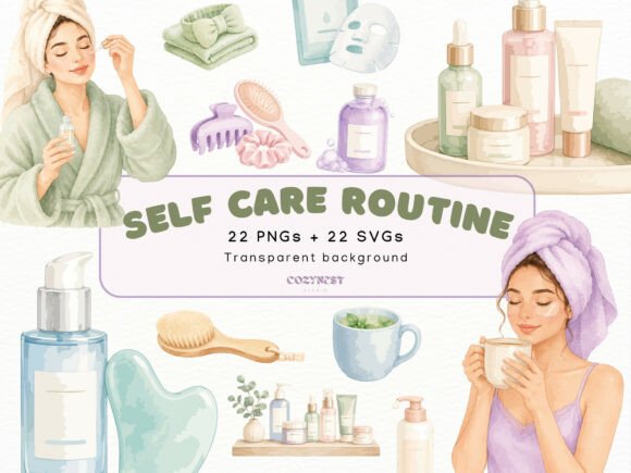 Download Self Care Routine Watercolor Clipart PNG - Premium Resources