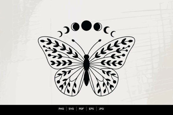 Download Moon Phase Butterfly Line Art - Moon phase Collection