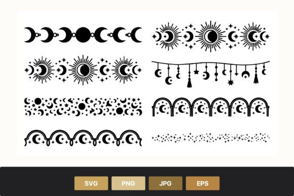 Download Moon Phase Stars Border Elements - Moon phase Collection