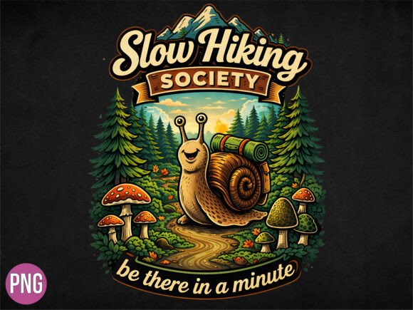 Slow Hiking Society Snail Camper PNG - Download Now