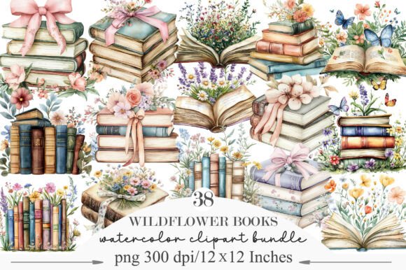 Download Wildflower Books Watercolor Clipart - Premium Resources