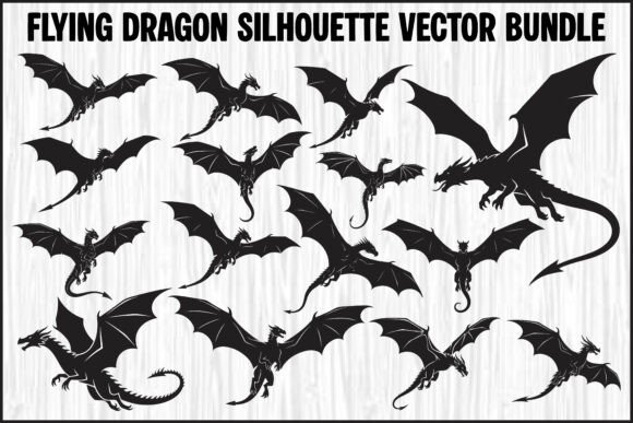 Download Flying Dragon Silhouette Vector Bundle - Vector bundle Collection