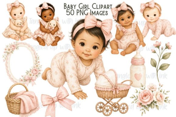 Download Baby Girl Clipart PNG Bundle - Clipart Collection