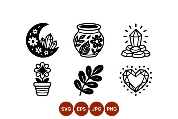 Download Crystal Moon Flower Pot Heart Icon - Crystal moon Collection