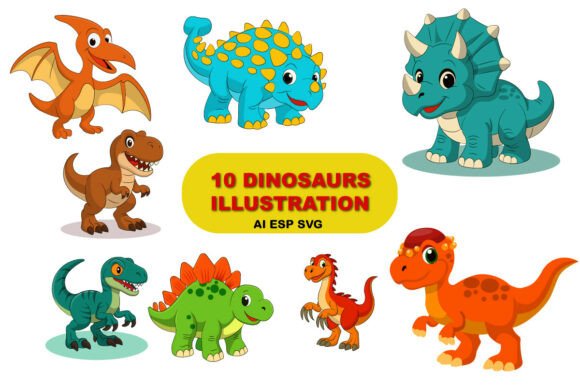 Download 10 Cute Dinosaur Vector Bundle - Vector bundle Collection