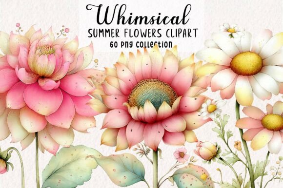 Download Whimsical Summer Flowers Clipart PNG - Clipart Collection
