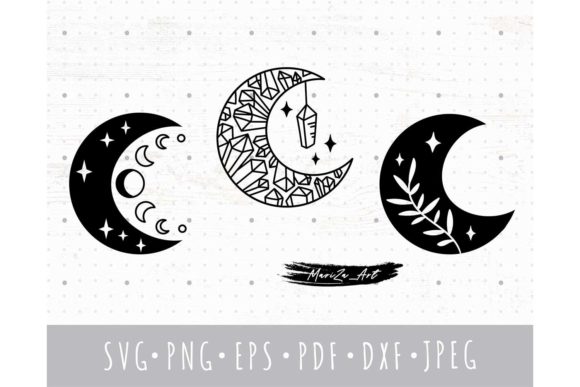 Download Floral Moon Boho Crystal Moon SVG Bundle - Crystal moon Collection