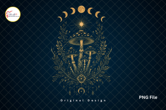 Download Celestial Mystic Moon Phase Mushroom PNG - Moon phase Collection