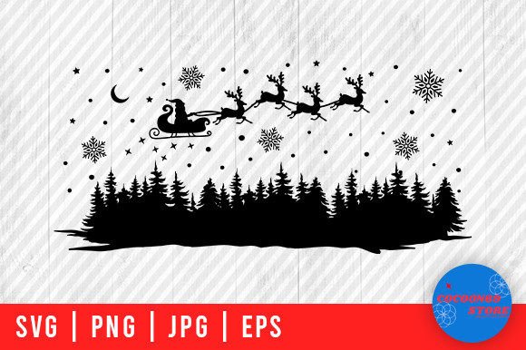 Download Santa Sleigh in Forest Scene Svg - Forest scene svg Collection