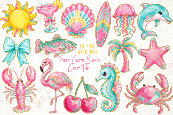 Download Preppy Coastal Summer Clipart PNG - Clipart Collection