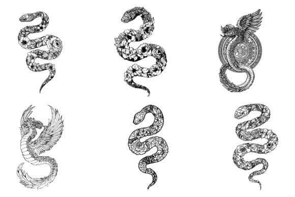Download Mystical Snake Line Art Vector Bundle - Vector bundle Collection