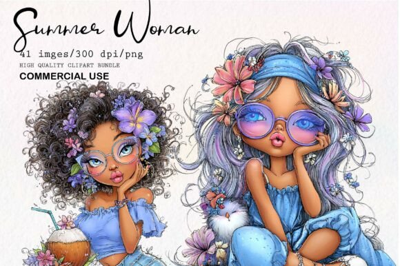 Download Whimsical Summer Woman Clipart - Clipart Collection
