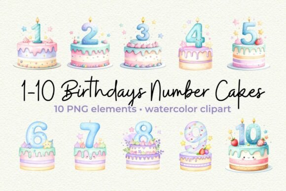 Download 1-10th Birthday Cake Clipart Kawaii PNG - Clipart Collection