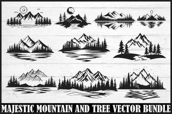 Download Majestic Mountain and Tree Vector Bundle - Vector bundle Collection