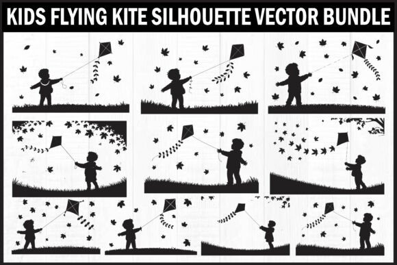 Download Kids Flying Kite Laser Cut Vector Bundle - Vector bundle Collection