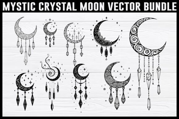 Download Mystic Crystal Moon Boho Vector Bundle | - Vector bundle Collection