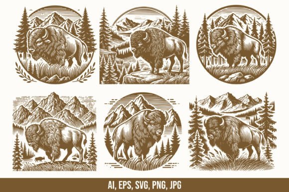 Download Bison in Wildlife Vector Bundle - Vector bundle Collection