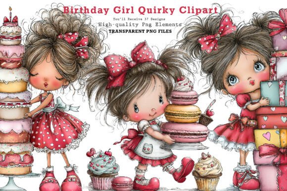 Download Birthday Girl Quirky Clipart - Premium Bundle