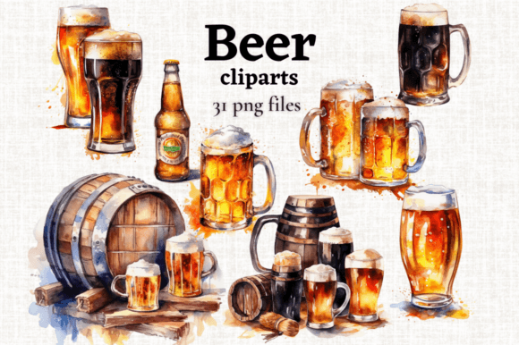Download Watercolor Beer PNG Clipart Bundle - Clipart Collection